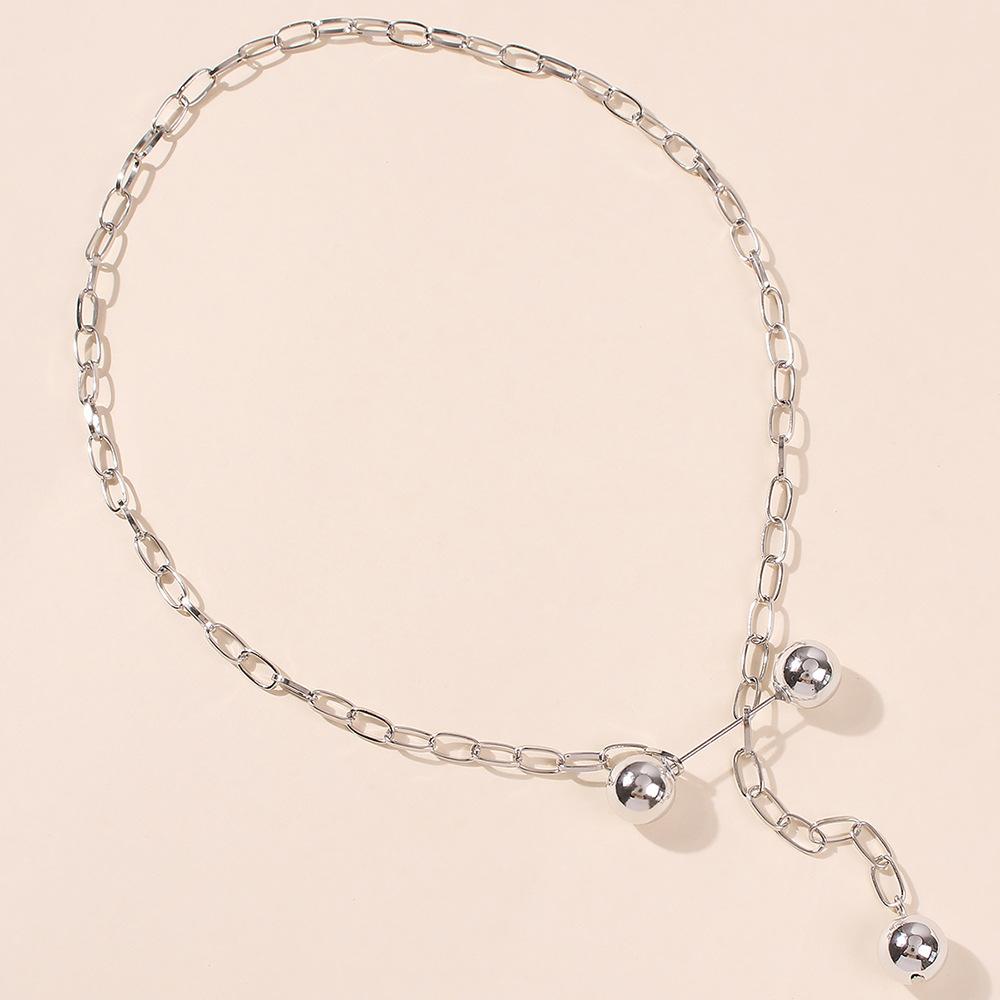 Изображение товара: Ожерелье KMVEXO женское, длинное, золотистое/серебристое, с подвеской в виде шара, цепь колье для ключиц, 2020