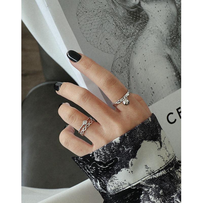 Изображение товара: Минималистичные кольца из стерлингового серебра 925 пробы с кристаллами в форме сердца для женщин, ювелирные изделия, женское регулируемое кольцо на палец, серебряные аксессуары 925 пробы