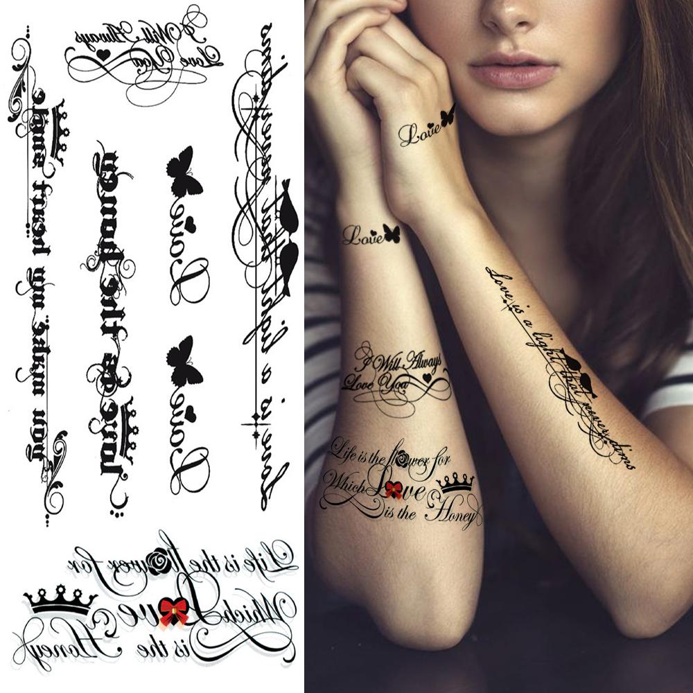 Изображение товара: Модный маленький стикер для татуировки на санскрите для женщин мужчин и детей, буквы сердца, временные искусственные татуировки, моющиеся татуировки для влюбленных
