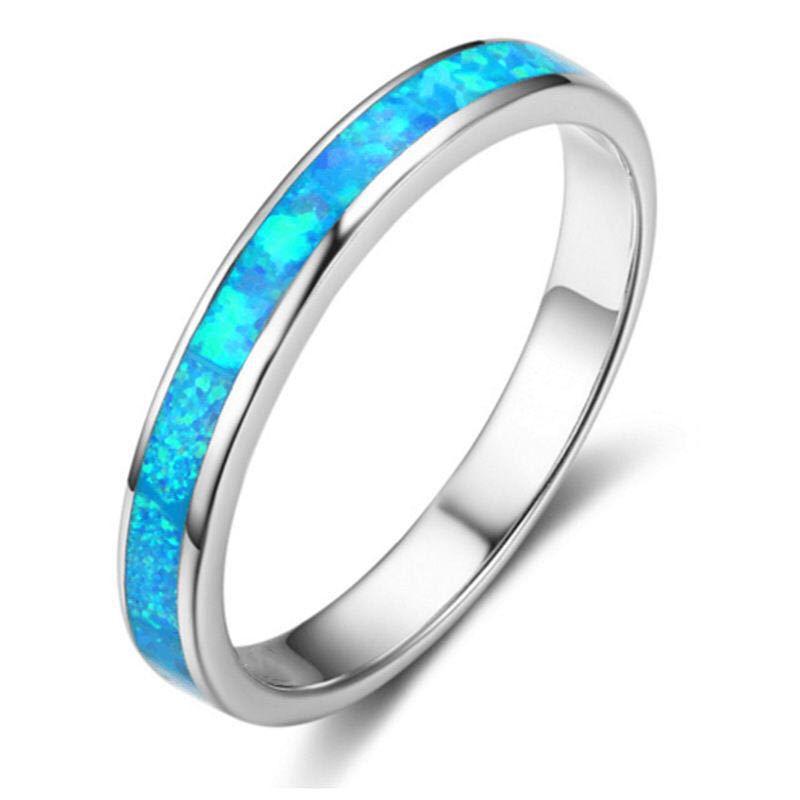 Изображение товара: Milangirl Ocean Blue Fire Opal парные кольца позолоченное кольцо для влюбленных минималистичное простое модное ювелирное изделие для женщин и мужчин