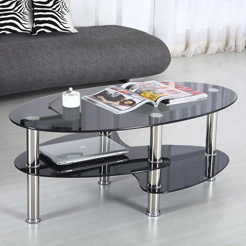 Изображение товара: Элегантный журнальный столик из закаленного стекла, мебель для гостиной, журнальные столы, чайные столы, мебель для дома, стол, прозрачный и черный HWC