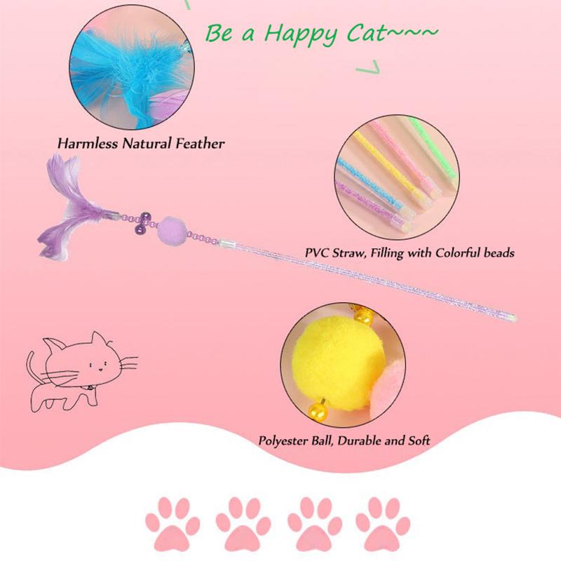 Изображение товара: Милые игрушки для домашних животных, кошек, колокольчик с пером, палочка, Интерактивная акриловая палочка, забавная игровая палочка с шариком для котят, аксессуары для кошек