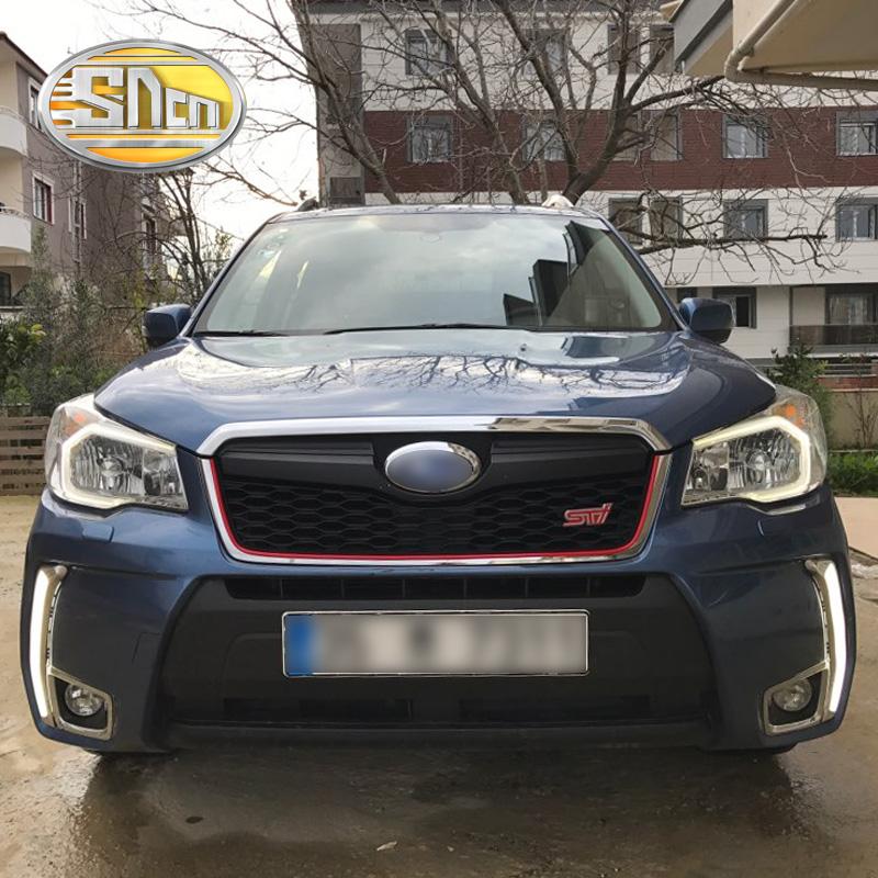 Изображение товара: Светодиодсветодиодный дневные ходовые огни для Subaru Forester 2013, 2014, 2015, 2016, противотуманные фары с желтым сигналом поворота, DRL, 12 В, ходовые огни из АБС-пластика