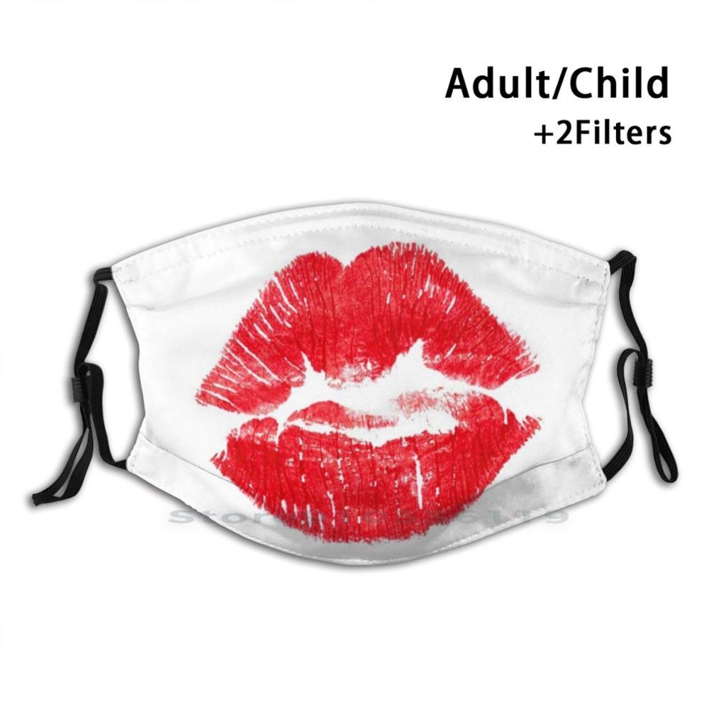 Изображение товара: Многоразовая маска для губной помады, с принтом рта, фильтр Pm2.5, маска для лица, Детская помада Kiss 31, губы 29, губы 11, Макияж 11, розовый 11