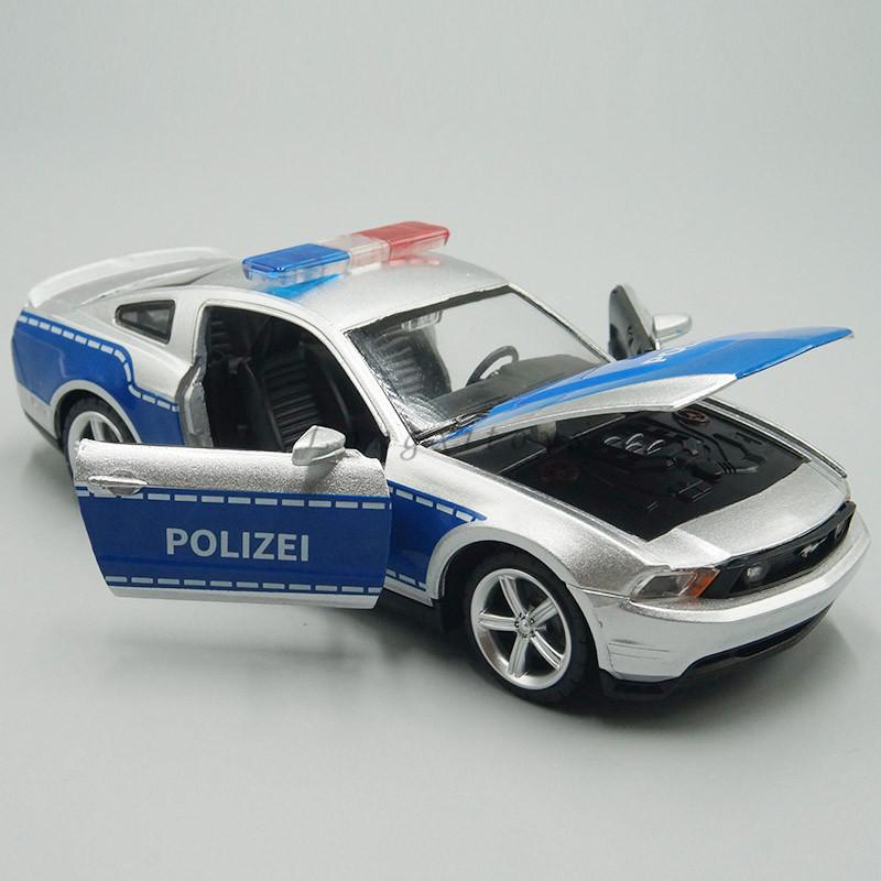 Изображение товара: 1:32 литая Игрушечная модель автомобиля Mustang GT, полицейский патрульный вагон, автомобиль со звуком светильник
