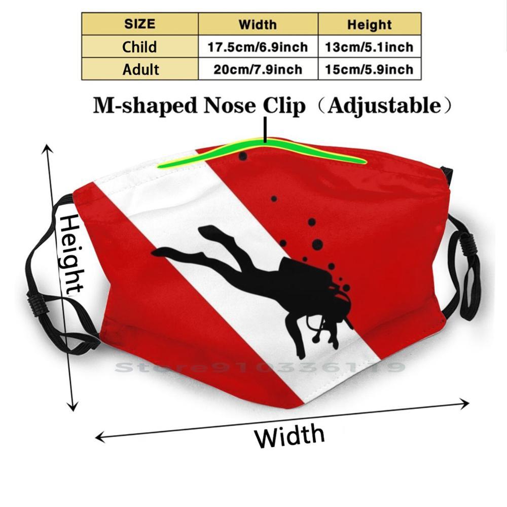 Изображение товара: Подводное флажок погружения пузырь красный, белый печати многоразовый Pm2.5 фильтр DIY маска для лица для детей флажок погружения Подводное красный, белый Подводное отпуск