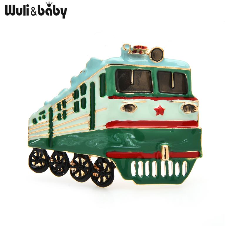 Изображение товара: Wuli & baby, зеленая эмалированная брошь в форме поезда для женщин Вечерние Повседневная офисная брошь на булавке, подарки