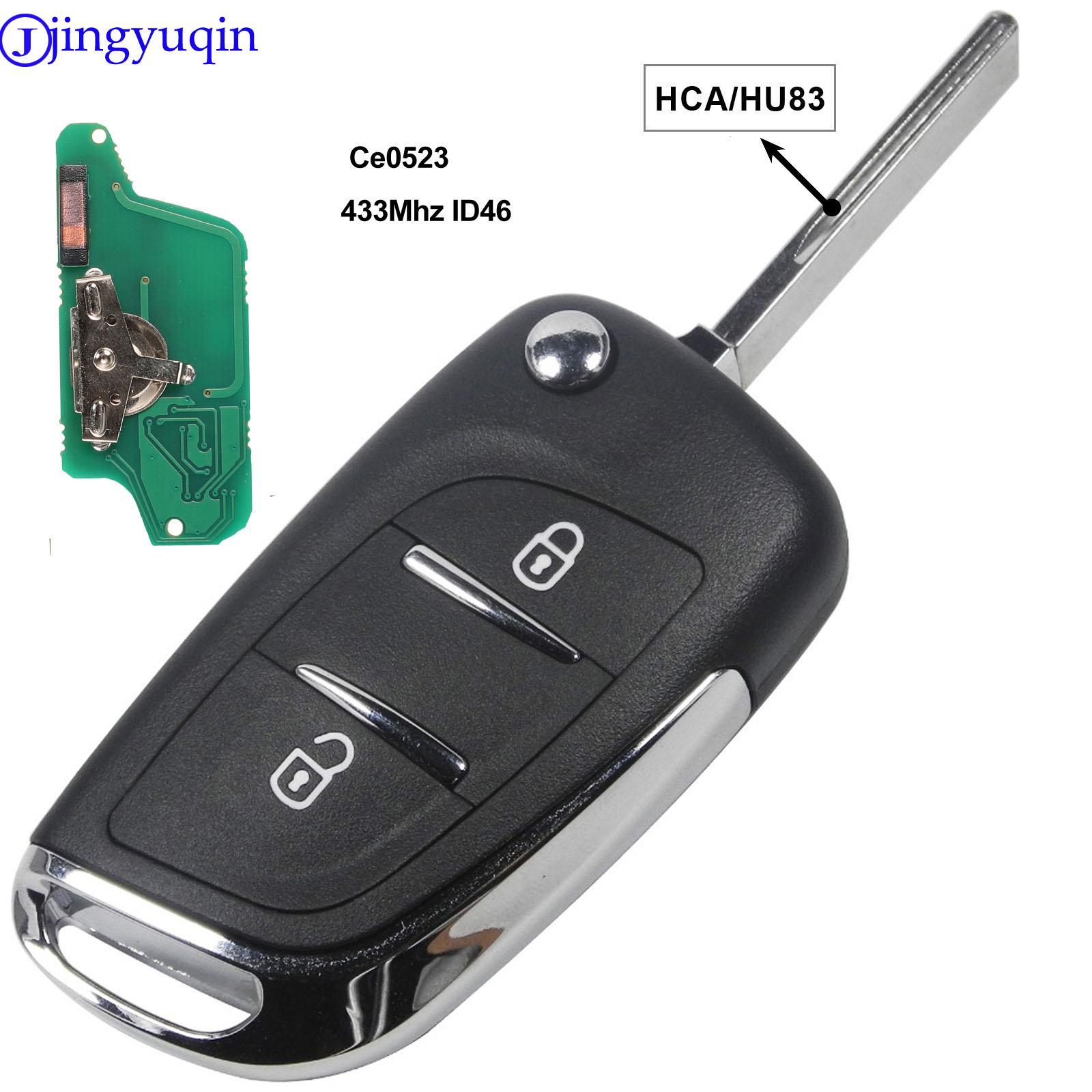 Изображение товара: Jingyuqin ASK/FSK 433 МГц ID46 чип CE0523 модифицированный дистанционный брелок с откидной крышкой для Peugeot 307 407 607 HU83/VA2 Blade 2 3 кнопочный ключ
