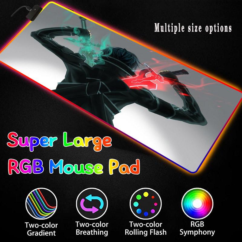 Изображение товара: XGZ анимационный коврик для мыши RGB меч Бог полевой узор светодиодный ная подсветка большой игровой плеер коврик для мыши Клавиатура одеяло Настольный коврик 90x40