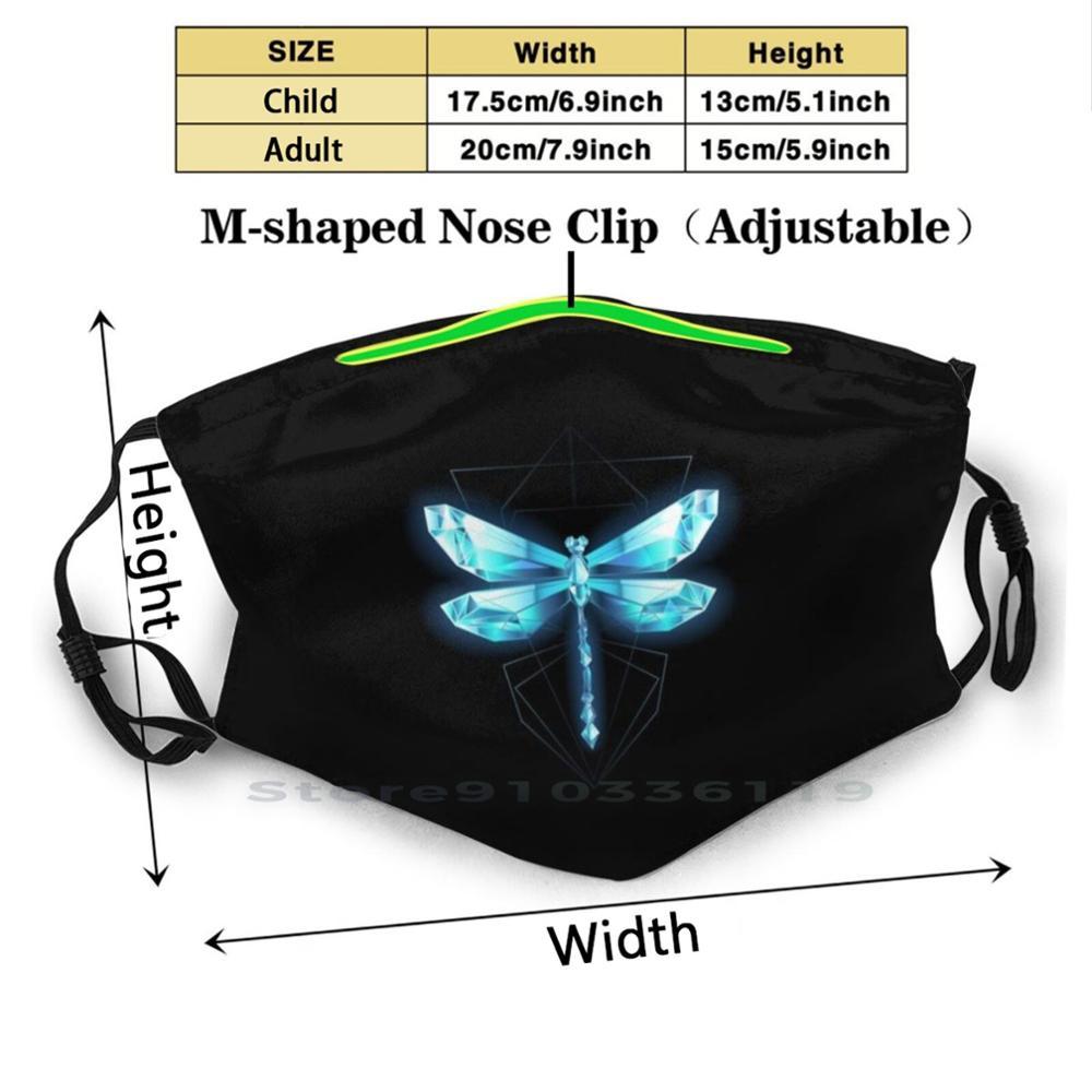 Изображение товара: Многоразовая маска для лица со стрекозой Ice Dragonfly, многоразовая детская маска со стеклянными насекомыми и ледяными крыльями, Черная