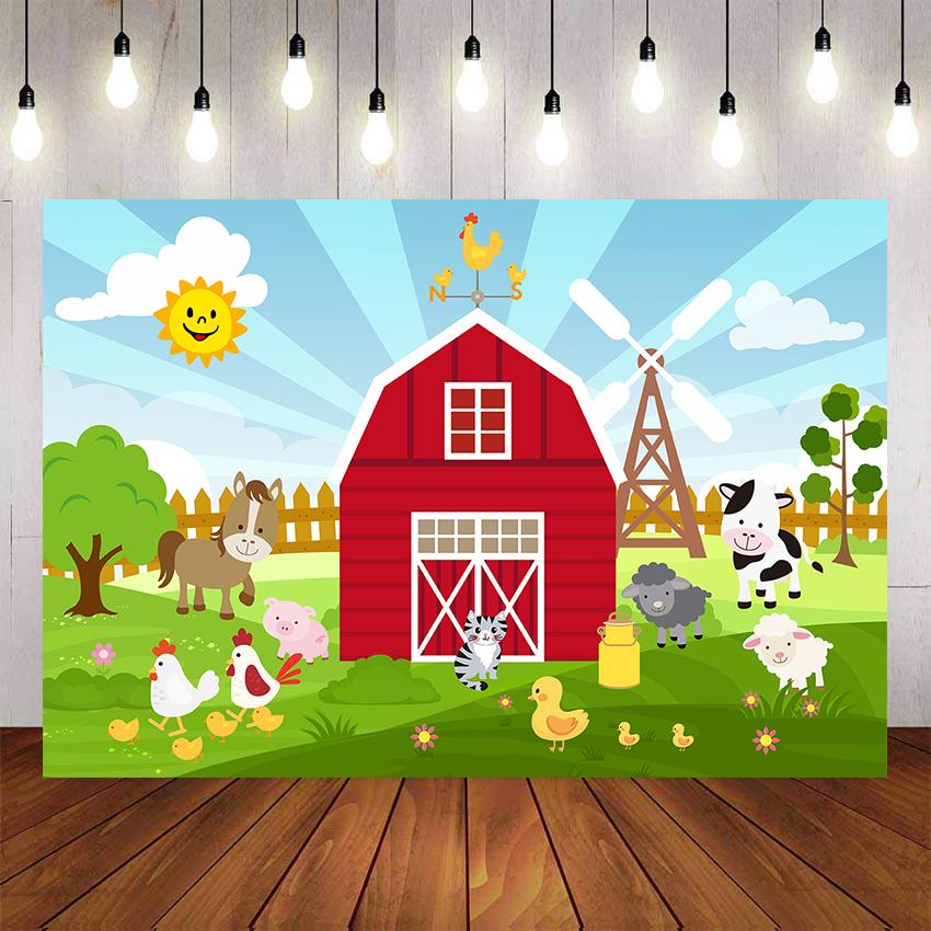 Изображение товара: Фон для фотосъемки с изображением фермы Mehofond красный сарай барный двор животные Детский день рождения фон для вечерние съемки для детей студийный фон