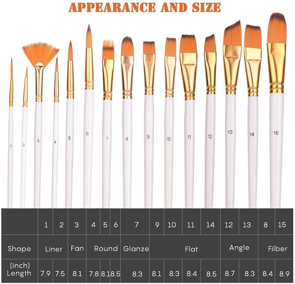 Изображение товара: Набор кистей для рисования художника, 15 шт., деревянные ручки, кисти для краски, волосы с бесплатным ножом для нанесения краски и губкой, краска для тела, акриловое масло, краска для рисования