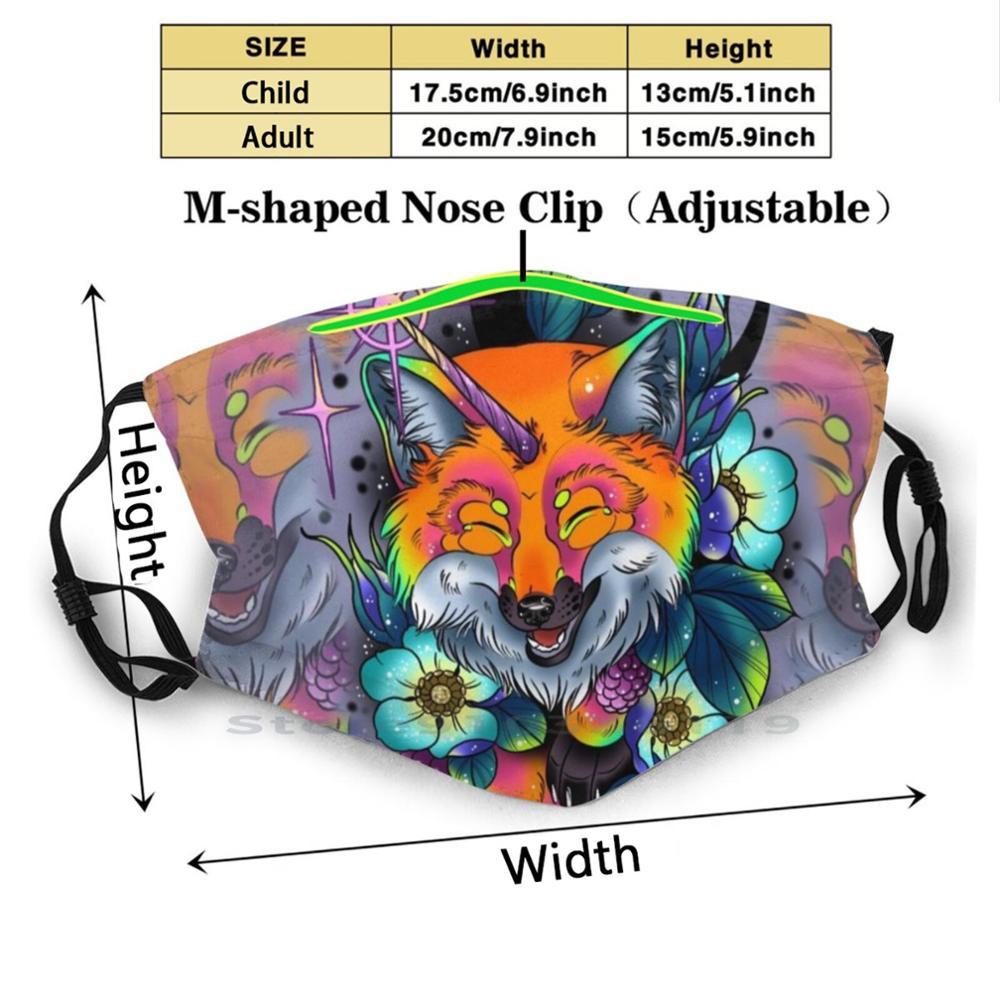 Изображение товара: Игривая маска для лица Vixen, многоразовая маска с фильтрами для детей, лиса, гибрид, лиса, единорог, мифическое существо, мифические ягоды