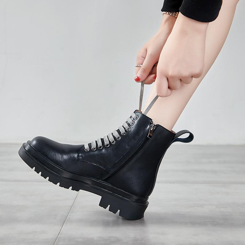 Изображение товара: Новые ботинки локомотивные короткие ботинки средней длины из натуральной кожи короткие ботинки резиновые в британском стиле ретро осенне-зимняя женская обувь