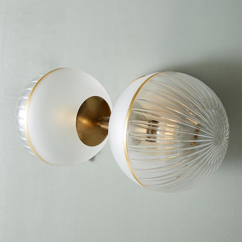 Изображение товара: Полностью медная настенная лампа в нордическом минималистическом стиле для гостиной, спальни, коридора, шара, кухни, персонализированная атмосферная зеркальная фара