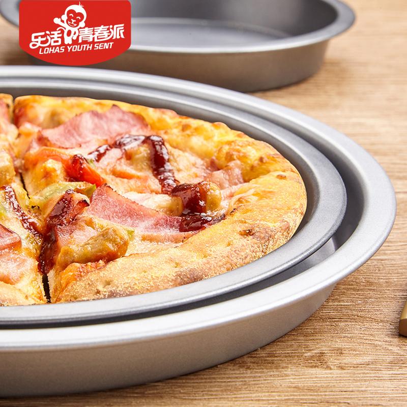 Изображение товара: Толстый антипригарный поднос для пиццы из углеродистой стали круглая доска для пиццы домашний поднос для выпечки форма для выпечки
