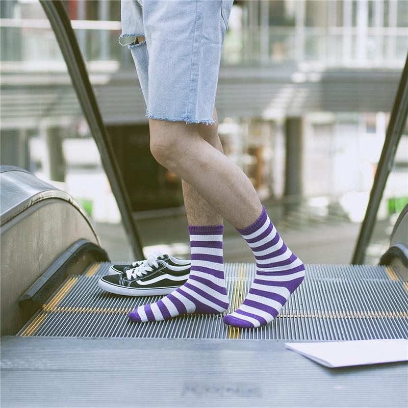 Изображение товара: Мужские хипстерские забавные носки harajuku в разноцветную полоску, хлопковые носки унисекс, носки без пятки, новинка, подарочные носки, Прямая поставка
