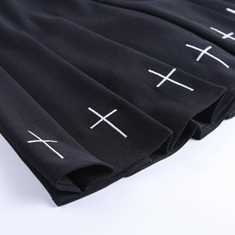Изображение товара: Мини-юбка SISHION с завышенной талией, черная Готическая уличная одежда, повседневная женская плиссированная юбка с принтом для колледжа, Лолиты, Харадзюку, WF0179