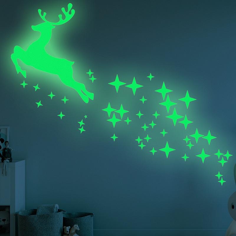 Изображение товара: Zollor Gallop олень Метеор DIY Светящиеся Настенные наклейки Светящиеся в темноте флуоресцентные дома украшение для детской комнаты, креативные настенные наклейки