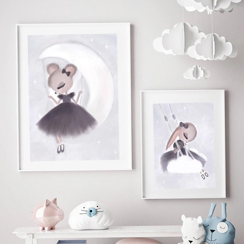 Изображение товара: Настенная картина с изображением лесного кролика для детской комнаты, постеры на холсте с изображением кролика, милые Мультяшные животные, декор для детской комнаты и девочки, подарок