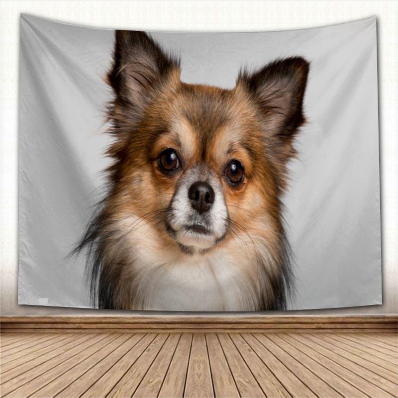 Изображение товара: Новый настенный гобелен чихуахуа с изображением собаки, настенный гобелен, тканевый фон для фотографий, скатерть для стола, настенный гобелен