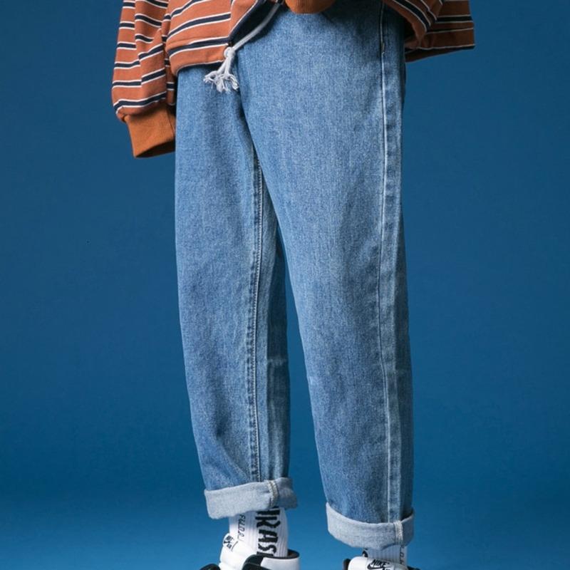 Изображение товара: Джинсы мужские, модные, потертые, однотонные, хлопковые, повседневные, прямые, уличные, свободные, хип-хоп, джинсовые брюки мужские