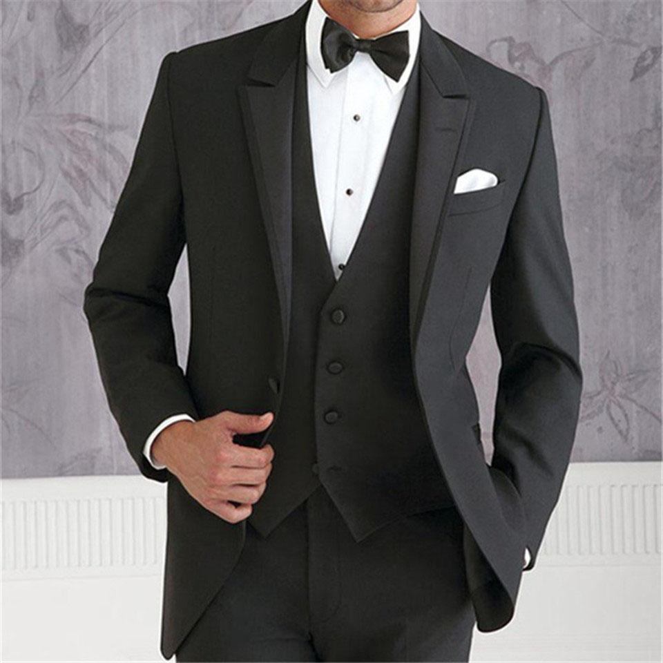 Изображение товара: Новый Классический мужской костюм Smolking Noivo Terno, приталенные вечерние костюмы Easculino для мужчин, черные свадебные смокинги для вечеринки, выпускного