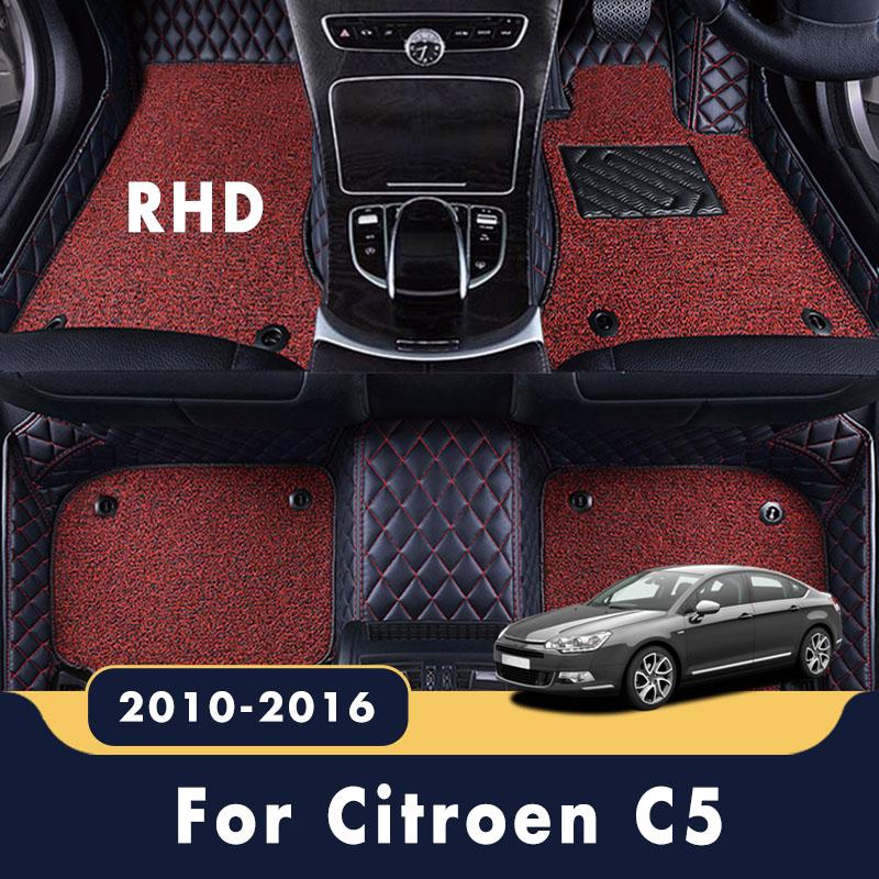 Изображение товара: Автомобильные коврики RHD для Citroen C5 2016, 2015, 2014, 2013, 2012, 2011, 2010, двухслойные, с проволочными петлями, автомобильные роскошные ковры чехлы