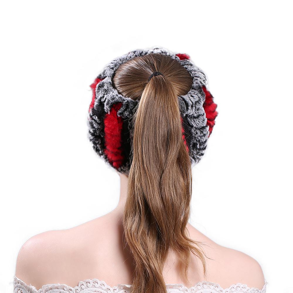 Изображение товара: Зимние Модные вязаные шапки из натурального меха женские теплые шапочки облегающие Лыжные шапки для снега