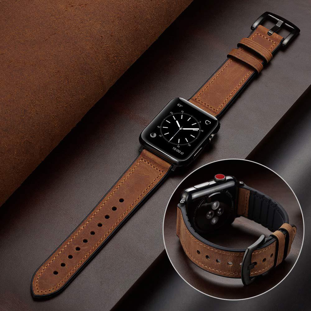 Изображение товара: Ремешок из силикона и кожи для apple watch band 44 мм 40 мм, браслет для iwatch Band 38 мм 42 мм, Apple watch series 6 5 4 3 SE 2 1