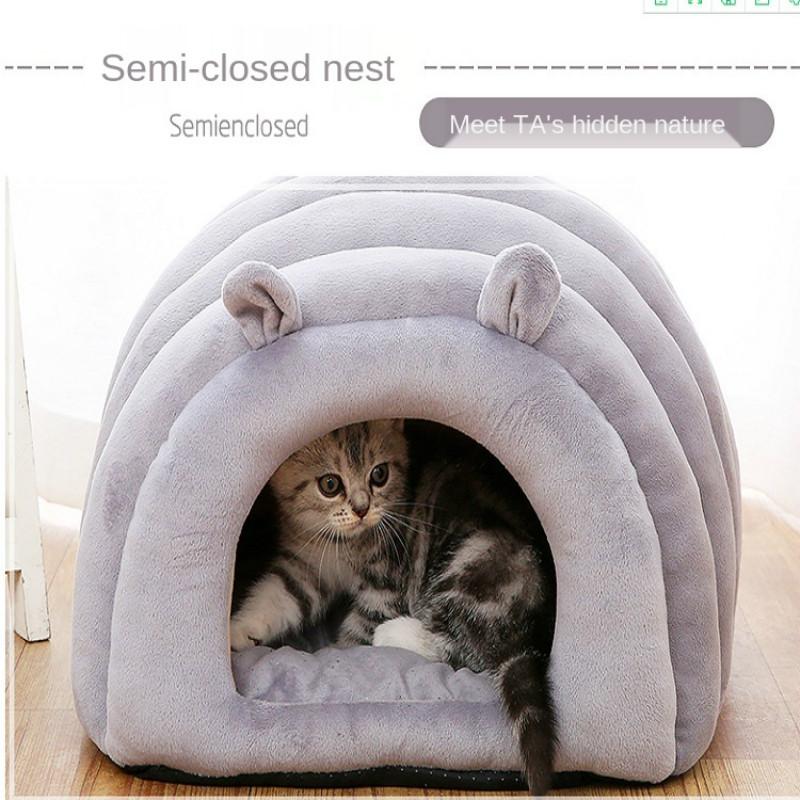 Изображение товара: Домик для кошек теплый, мягкая и удобная подстилка в стиле гусеницы, всесезонный Универсальный закрытый наполнитель для кошек