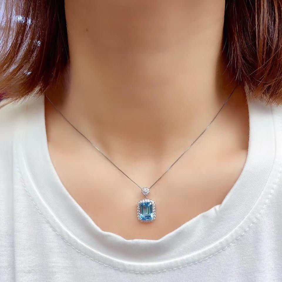 Изображение товара: KJJEAXCMY изящное ювелирное изделие из стерлингового серебра 925 пробы, инкрустированное натуральным синим топазом, винтажное ожерелье для девочки, новое ожерелье, поддержка теста