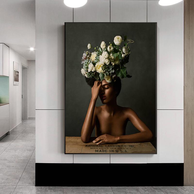 Изображение товара: Настенная картина с изображением цветов и растений, постеры на холсте с изображением современной девушки, абстрактные настенные картины для декора гостиной