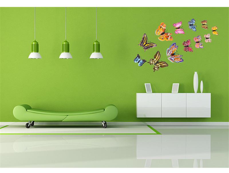 Изображение товара: 3D двойные крылья бабочки светящаяся наклейка для стены наклейки для украшения дивана ТВ фона магазина фона стены домашнего декора