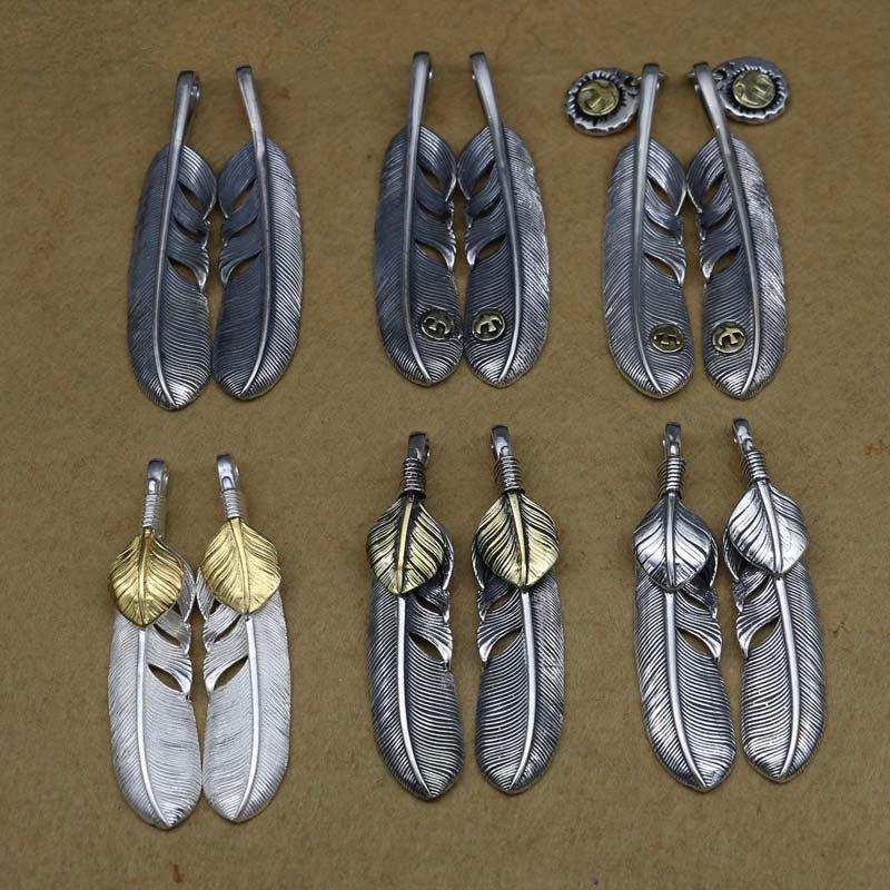 Изображение товара: Индийская мода Takahashi Kagura Goro, кулон из перьев ручной работы в Пномпене, Ретро стиль, тайский серебряный свитер, цепочка, подвеска для мужчин