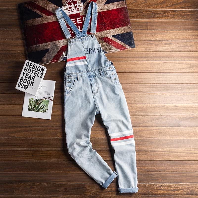 Изображение товара: Джинсовый комбинезон мужской, с индивидуальным принтом, легкий, 2020, прямые, универсальные джинсы, комбинезоны различных цветов