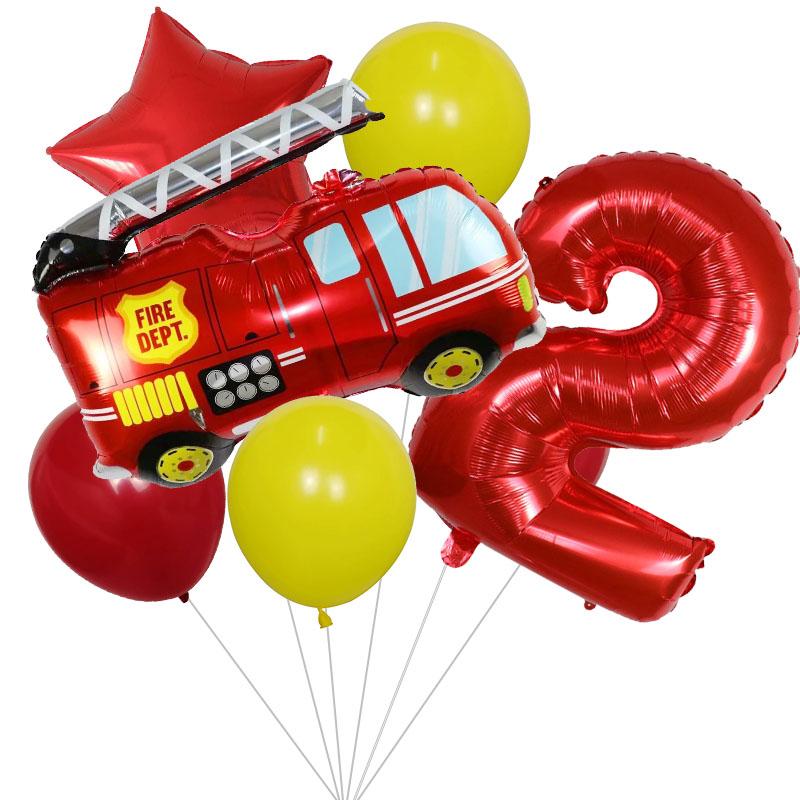 Изображение товара: Фольгированные воздушные шары в виде пожарной машины, 7 шт.