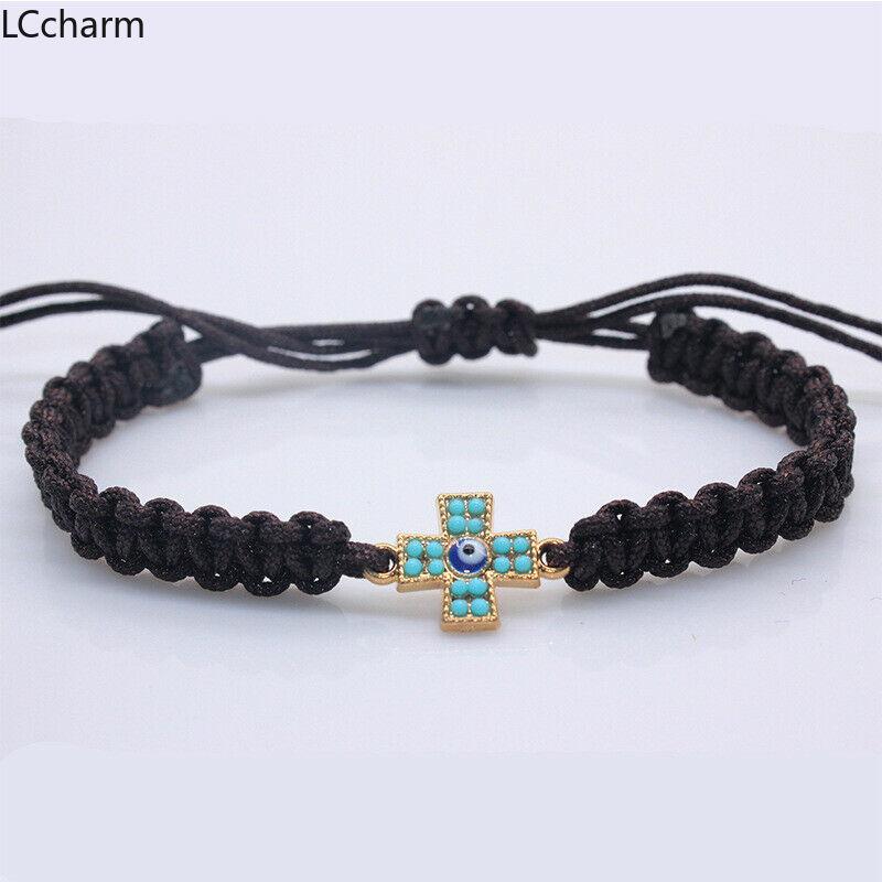 Изображение товара: Korean Fashion Cross Charm Bracelet Women Men Red Cord Lucky String Adjustable Woven Bracelets Bangle Jewelry