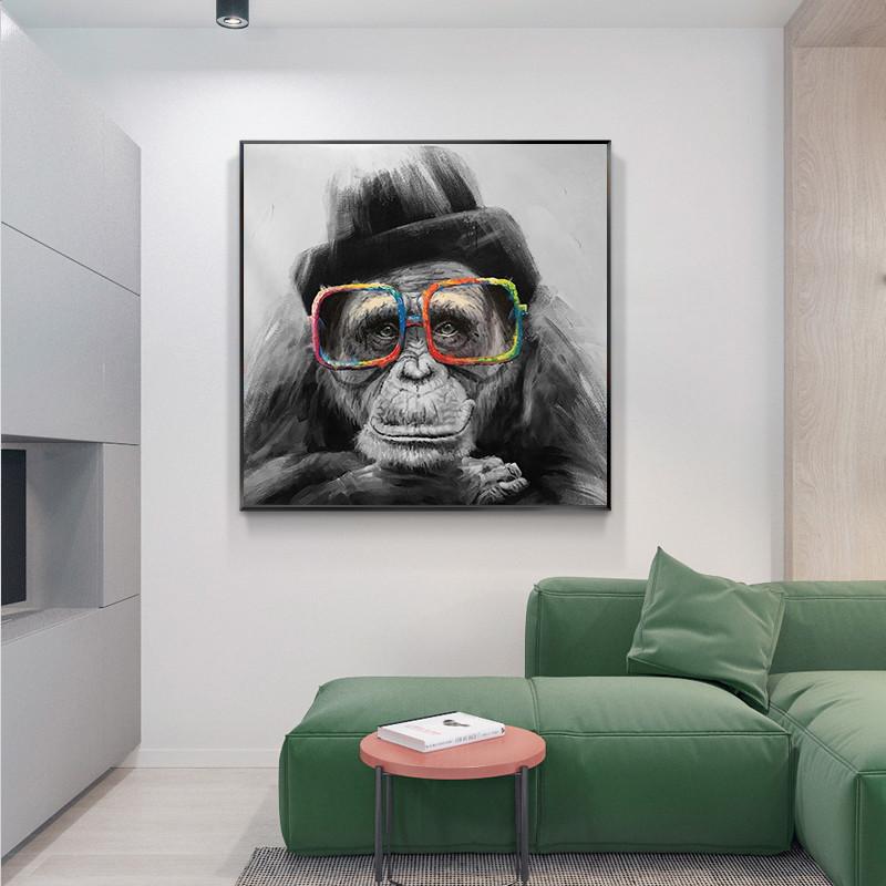 Изображение товара: Забавная обезьяна поп-стрит художественные плакаты и принты абстрактные животные граффити искусство холст настенные картины искусство картина домашний декор