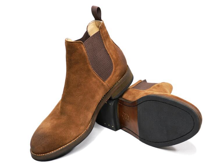 Изображение товара: Мужские замшевые ботинки Goodyear, коричневые короткие ботинки челси до середины икры, в стиле ретро, зимняя обувь, 2019