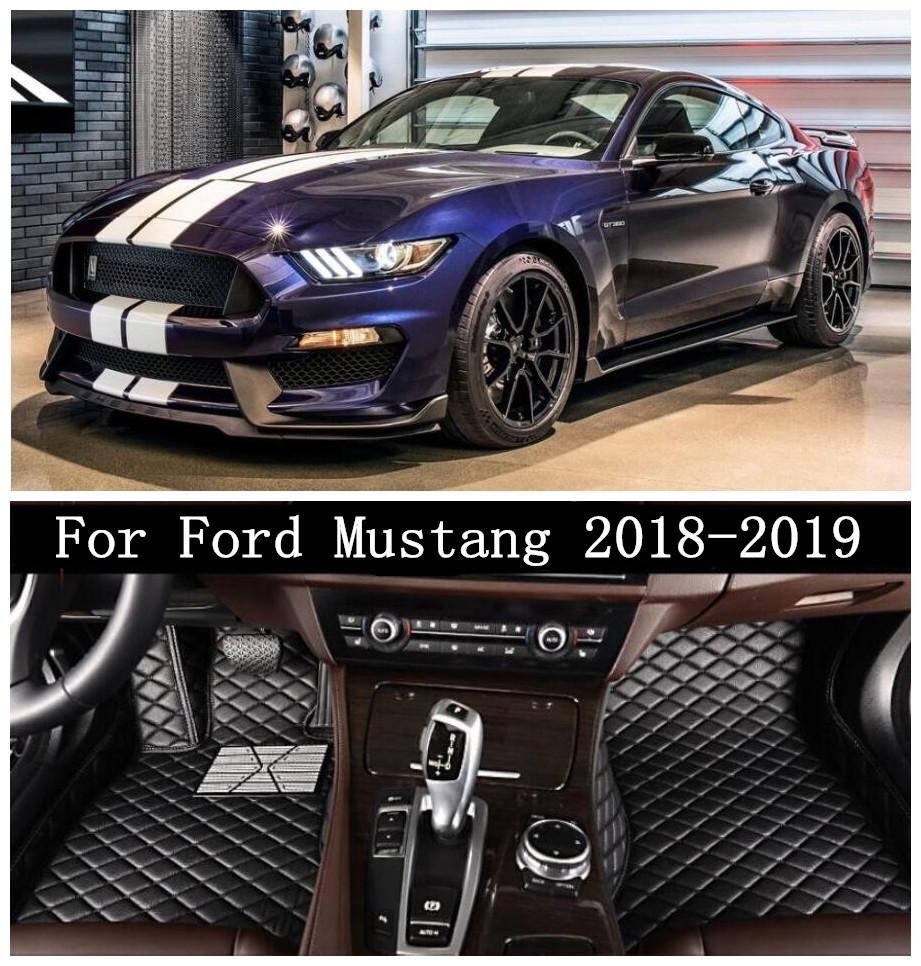 Изображение товара: Роскошные кожаные автомобильные 3D напольные коврики для Ford Mustang 2018 2019 EMS Бесплатная доставка