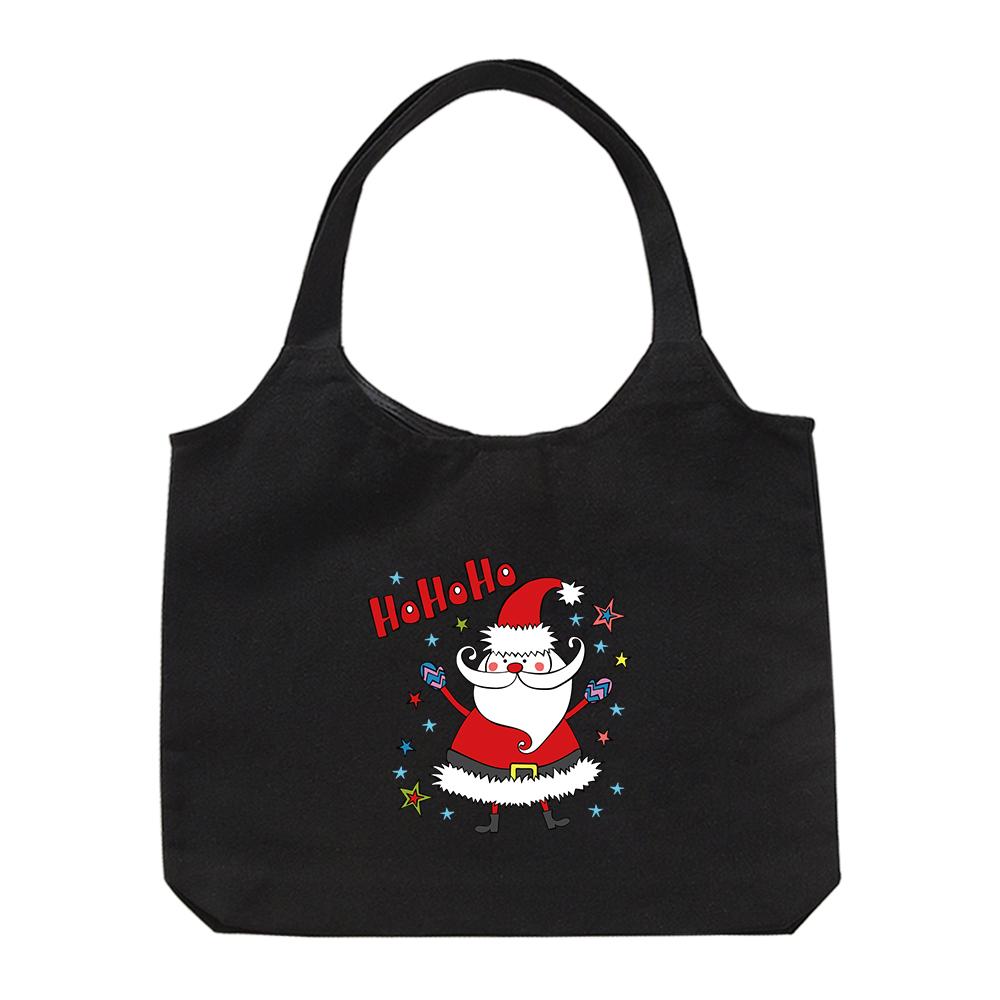 Изображение товара: Сумка-тоут в стиле Харадзюку женская, винтажная холщовая саквояж на плечо, повседневный саквояж для покупок с рождественским принтом, сумочка для учеников и книг для девушек