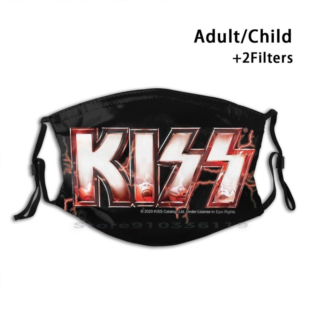 Изображение товара: Маска для лица Kiss Rock, многоразовая, с фильтрами, логотип в виде молнии граней, для детей