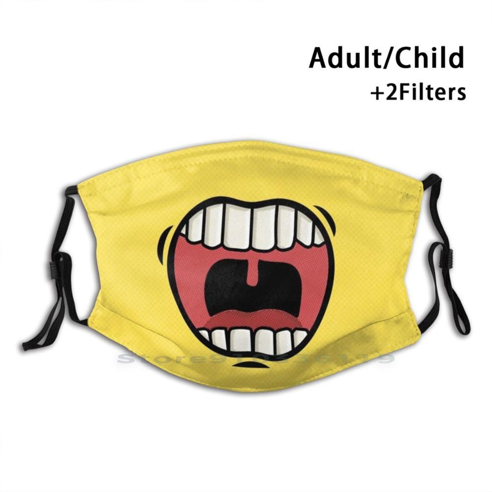 Изображение товара: Смешной рот | Смешное пение кричащий рот для взрослых детей моющаяся смешная маска для лица с фильтром пение крик открытый рот улыбка