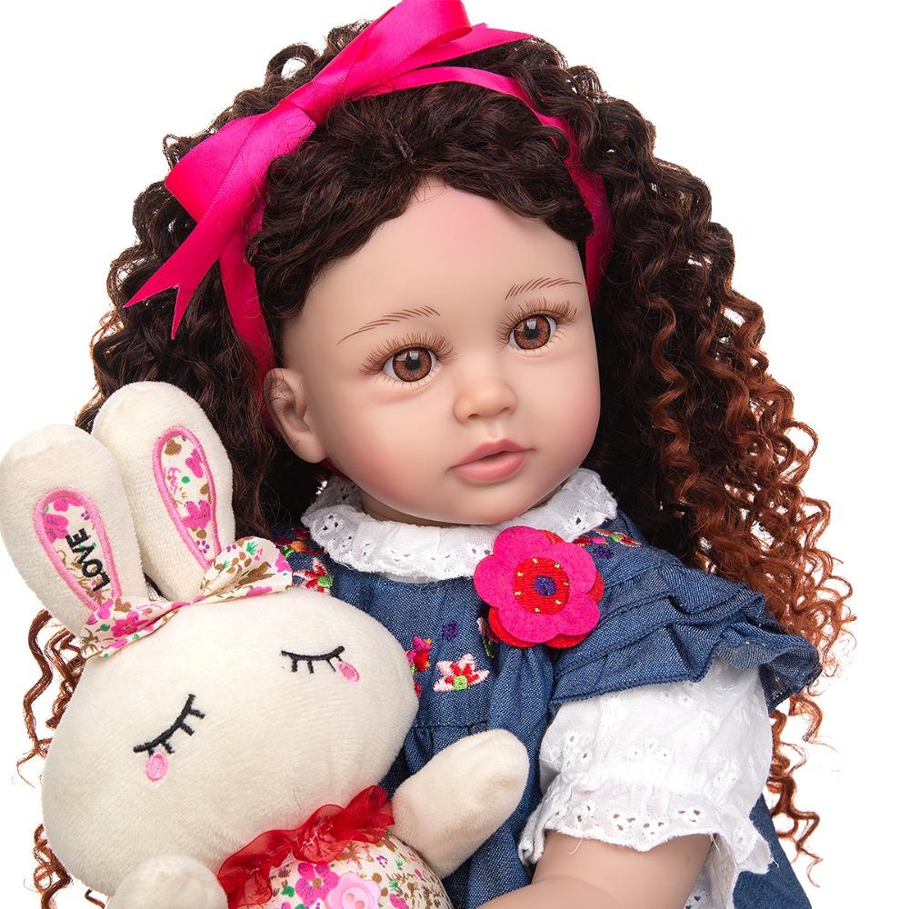 Изображение товара: 60 см reborn Baby bebe кукла игрушки Новая плотность кудри парик чучело тело детей косплей Playmate кукла подарок на день рождения