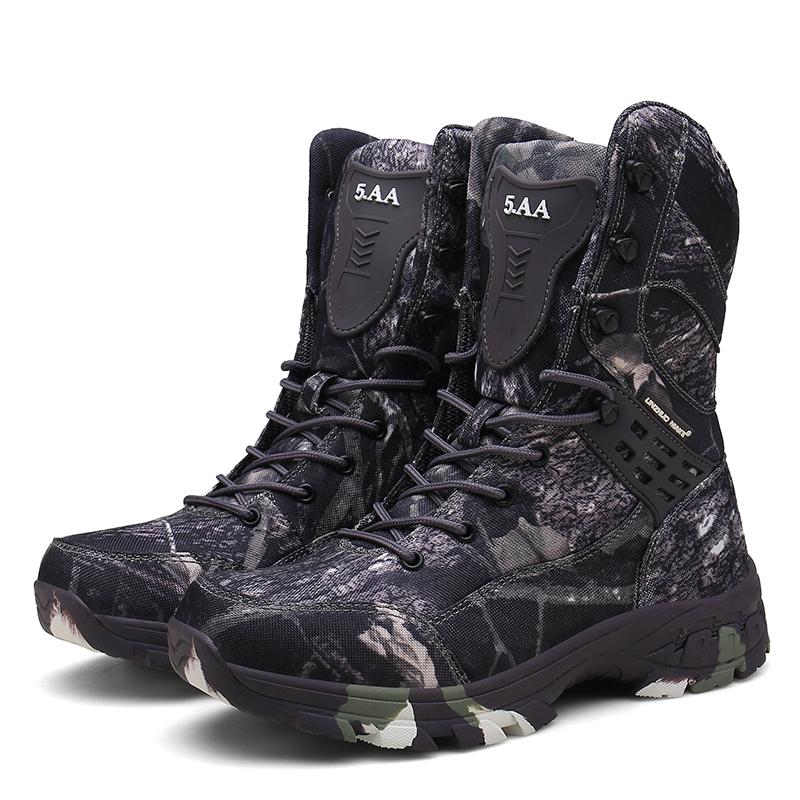 Изображение товара: Зимние серые камуфляжные водонепроницаемые ботинки, Мужская армейская тактическая обувь, замшевые военные ботинки с высоким вырезом, мужские ботинки
