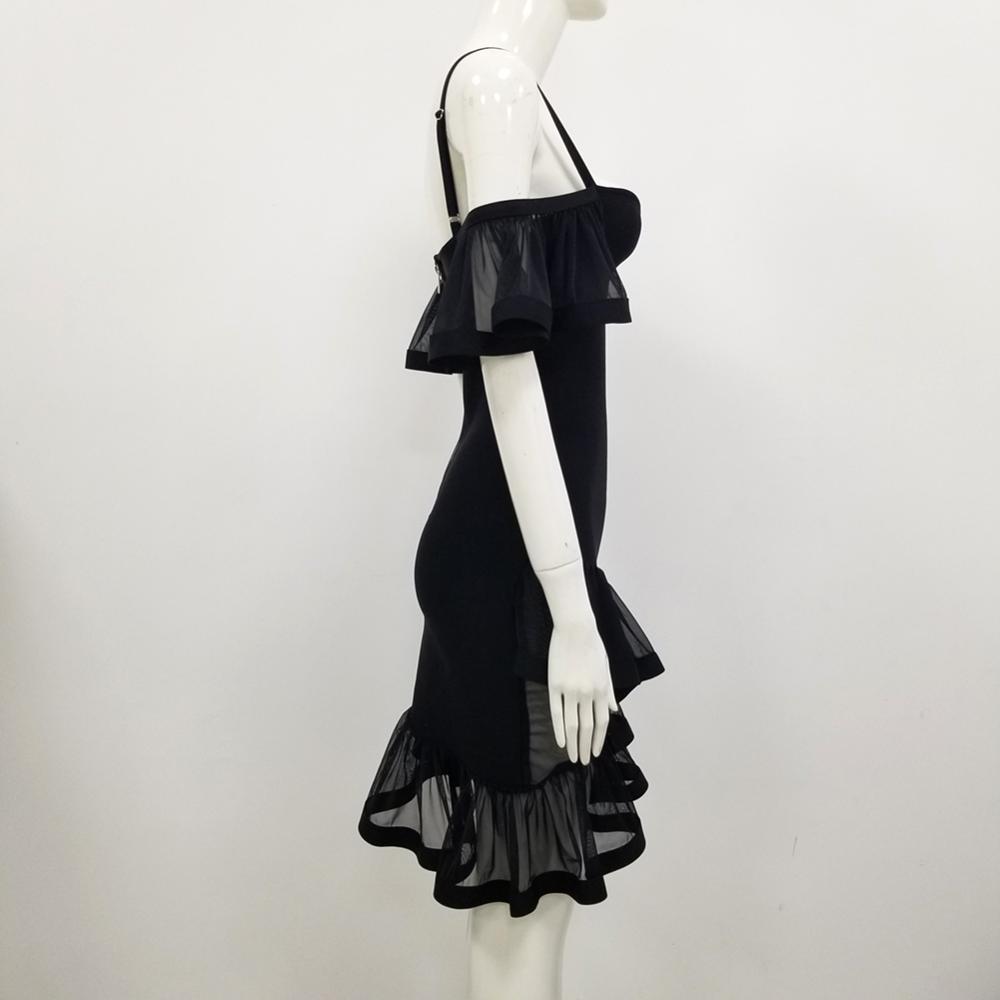 Изображение товара: Новинка, черное Бандажное платье, сексуальное женское облегающее платье на тонких бретелях, винтажное платье