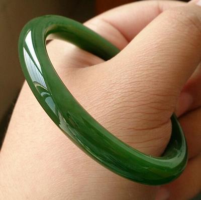 Изображение товара: Натуральный нефритовый зеленый круглый браслет 54-64 мм элегантное ювелирное изделие принцессы лучший подарок