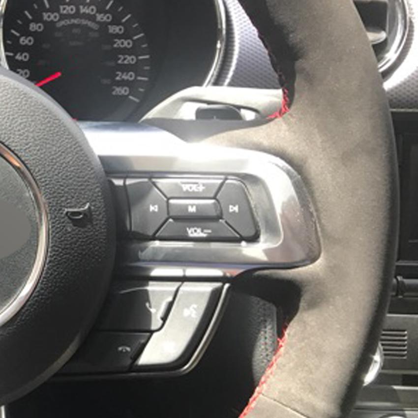 Изображение товара: Черная замша DIY ручной работы чехол рулевого колеса автомобиля для Ford Mustang GT