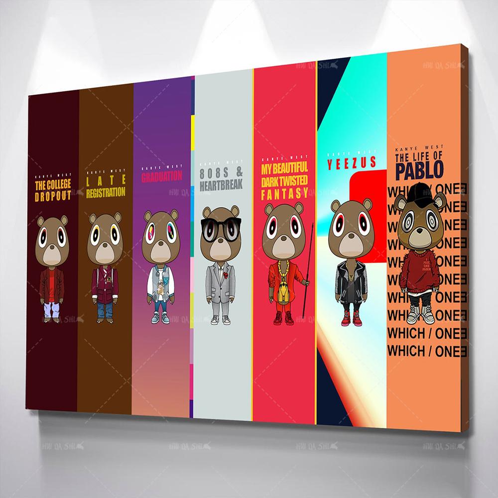 Изображение товара: Декор для дома, современный постер Kanye West альбомов, холст, живопись, настенное искусство, художественный постер, печать, настенные картины, украшение для гостиной